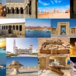 A beautiful panoramic view of famous Egypt tourist attractions and ancient landmarks